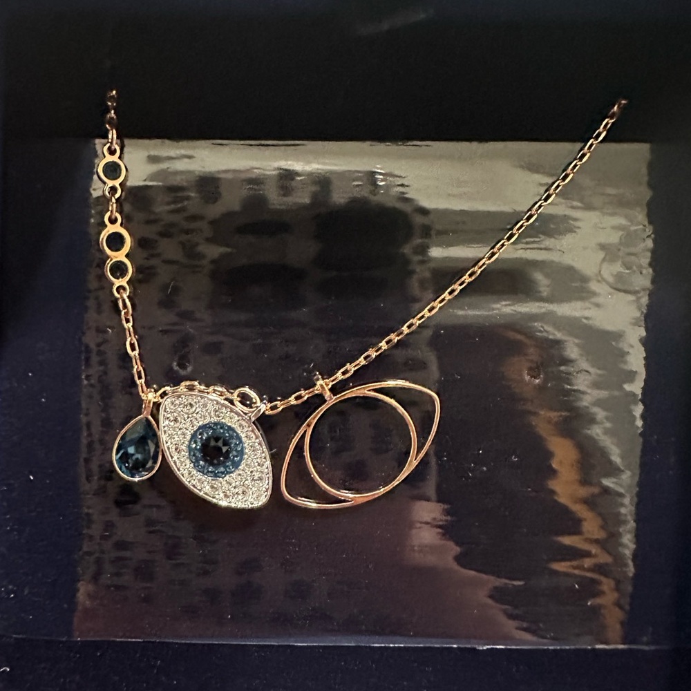 Swarovski evil eye necklace rose gold